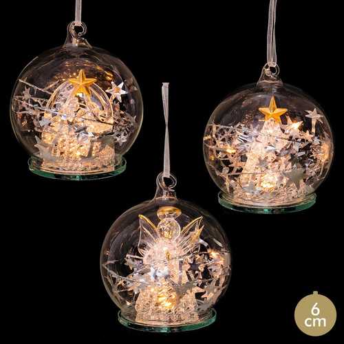 BOLA DECORATIVA CON LUZ CRISTAL 3/M 6 CM