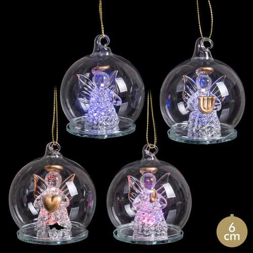 BOLA DECORATIVA ÁNGEL CON LUZ 6/M 6 X 6 X 7 CM