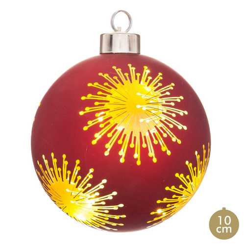 BOLA LED CRISTAL ROJO 10 X 10 X 10 CM