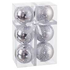 S/6 BOLA DECORADA PLATA 7 X 7 X 7 CM S/6 BOLA DECORADA PLATA 7 X 7 X 7 CM