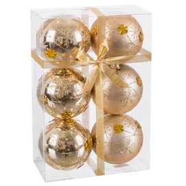 S/6 BOLA DECORADA ORO 7 X 7 X 7 CM