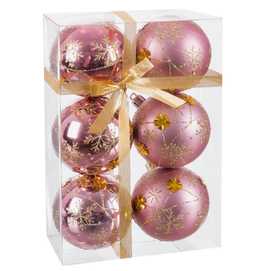 S/6 BOLA DECORADA ROSA 7 X 7 X 7 CM