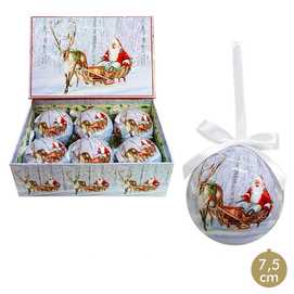 S/6 BOLAS MEMORY PAPA NOEL POLYFOAM 7,50 X 7,50 X 7,50 CM