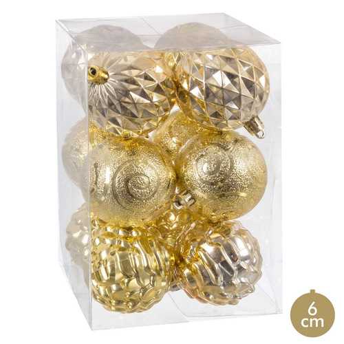 S/12 BOLA PLÁSTICO ORO 6 X 6 X 6 CM