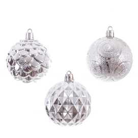 S/12 BOLA PLÁSTICO PLATA 6 X 6 X 6 CM