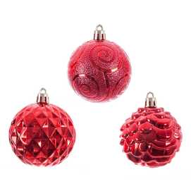 S/12 BOLA PLÁSTICO ROJO 6 X 6 X 6 CM