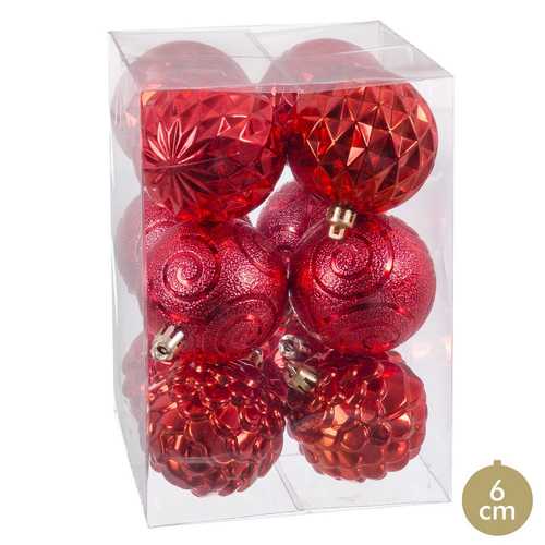 S/12 BOLA PLÁSTICO ROJO 6 X 6 X 6 CM