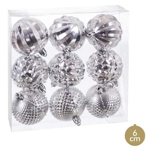 S/9 BOLA PLÁSTICO PLATA 6 X 6 X 6 CM