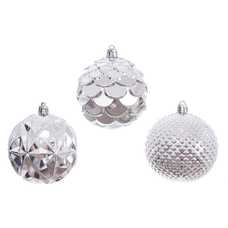 S/6 BOLA PLÁSTICO PLATA 8 X 8 X 8 CM