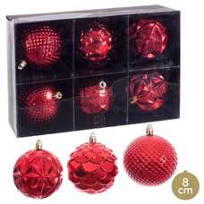 S/6 BOLA PLÁSTICO ROJO 8 X 8 X 8 CM