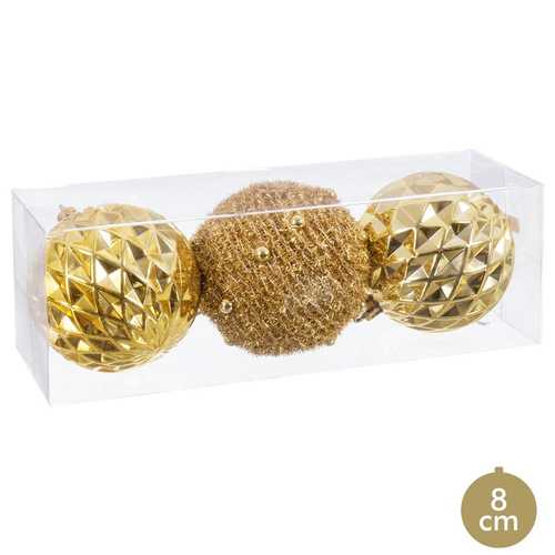 S/3 BOLA PLÁSTICO ORO 8 X 8 X 8 CM