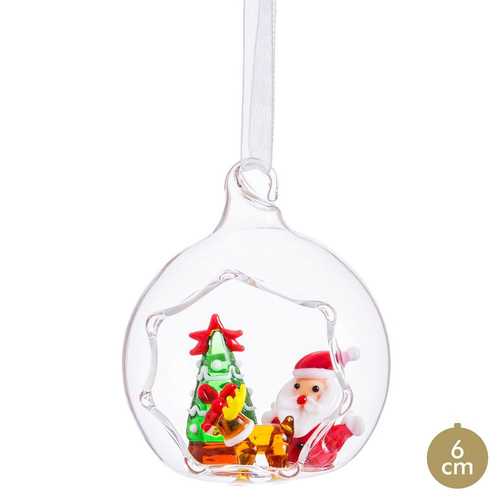 BOLA PAPA NOEL CRISTAL 6 X 6 X 6 CM