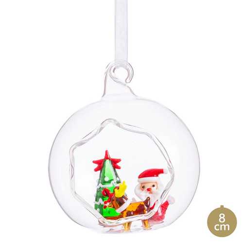 BOLA PAPA NOEL CRISTAL 8 X 8 X 8 CM