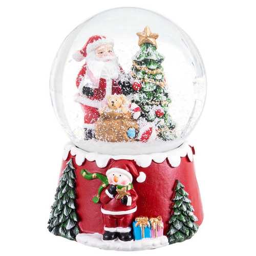 BOLA NIEVE PAPA NOEL CON MÚSICA 10,50 X 11,50 X 14,50 CM