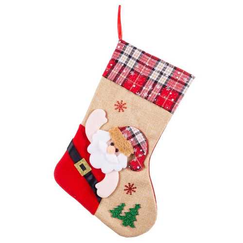 CALCETÍN PAPA NOEL SACO POLIESTER 18 X 38 CM