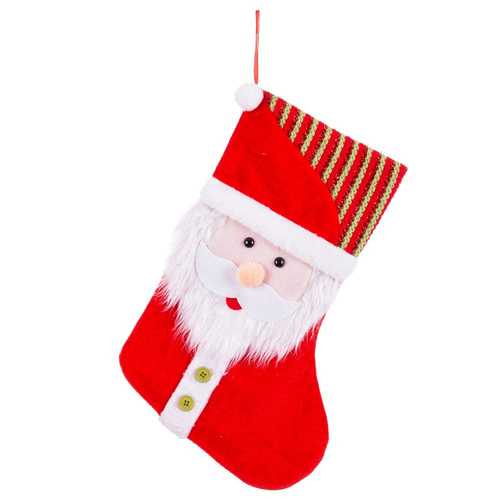 CALCETÍN PAPA NOEL POLIESTER ROJO 18 X 38 CM