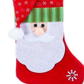 CALCETÍN PAPA NOEL GORRO POLIESTER ROJO 18 X 38 CM