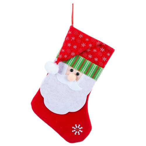 CALCETÍN PAPA NOEL GORRO POLIESTER ROJO 18 X 38 CM