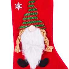 CALCETÍN GNOMO POLIESTER ROJO 28 X 38 CM