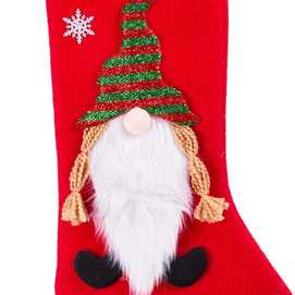 CALCETÍN GNOMO POLIESTER ROJO 28 X 38 CM