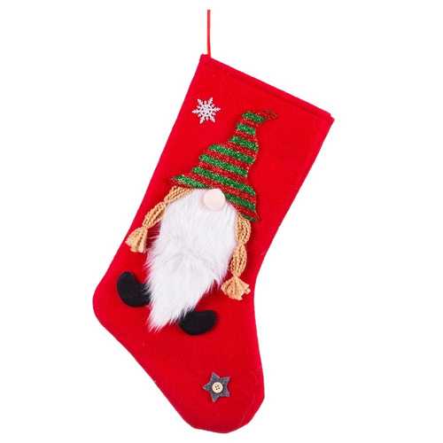 CALCETÍN GNOMO POLIESTER ROJO 28 X 38 CM