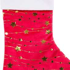 CALCETÍN ESTRELLAS POLIESTER ROJO 15 X 30 CM