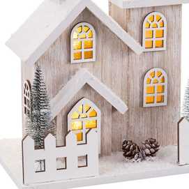 IGLESIA NEVADA CON LUZ MADERA 23 X 15 X 36 CM