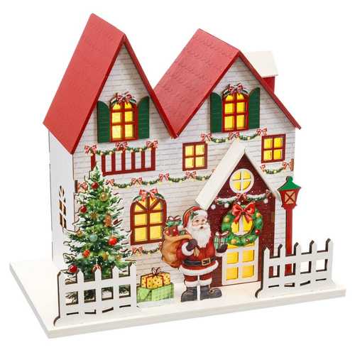 CASA CON LUZ MADERA 24 X 14 X 21,50 CM