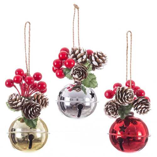 COLGANTE ACEBO CASCABEL METAL 3/C 10 CM