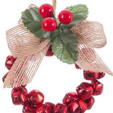 COLGANTE ARO CASCABELES METAL ROJO 8 X 8 X 10 CM