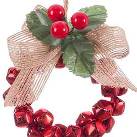 COLGANTE ARO CASCABELES METAL ROJO 8 X 8 X 10 CM