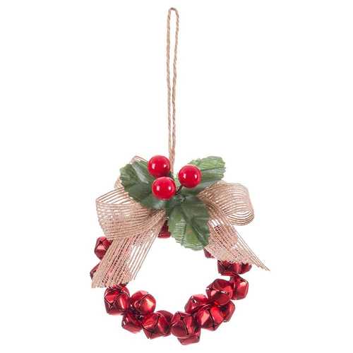 COLGANTE ARO CASCABELES METAL ROJO 8 X 8 X 10 CM