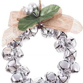 COLGANTE ARO CASCABELES METAL PLATA 10 X 10 X 14 CM