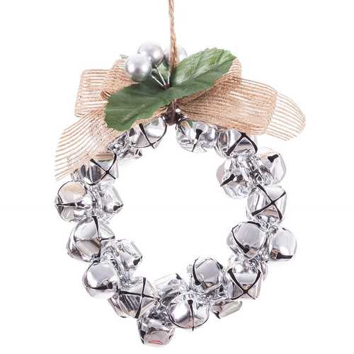 COLGANTE ARO CASCABELES METAL PLATA 10 X 10 X 14 CM