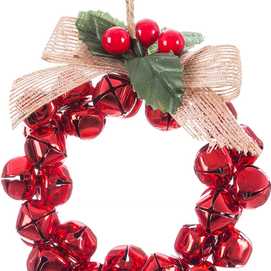 COLGANTE ARO CASCABELES METAL ROJO 10 X 10 X 14 CM