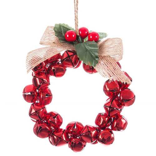 COLGANTE ARO CASCABELES METAL ROJO 10 X 10 X 14 CM