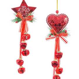 COLGANTE 5 CASCABELES METAL ROJO 3/M 8 X 3 X 38 CM