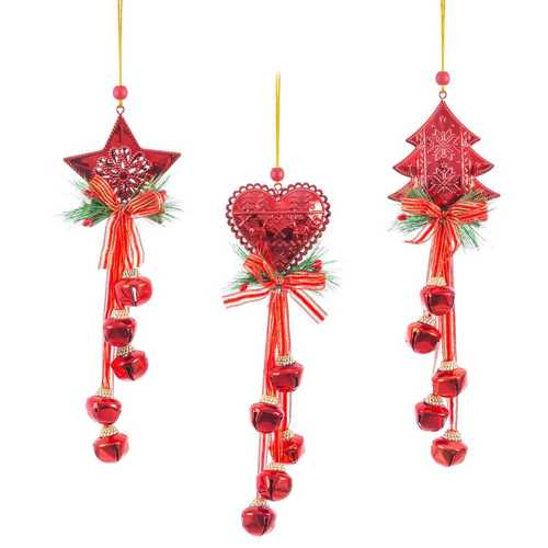 COLGANTE 5 CASCABELES METAL ROJO 3/M 8 X 3 X 38 CM