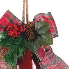 COLGANTE CAMPANA CON ACEBO METAL ROJO 10 X 10 X 24 CM