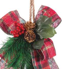 COLGANTE CAMPANA CON ACEBO METAL VERDE 10 X 10 X 24 CM