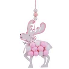 COLGANTE CIERVO MADERA ROSA 23 X 11 CM