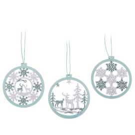 S/6 COLGANTE MADERA VERDE 3/M 8 CM