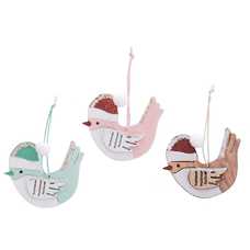 S/6 COLGANTE PÁJARO MADERA 3/C 8 CM