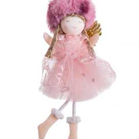 COLGANTE NIÑA TEJIDO ROSA 4 X 3 X 17 CM