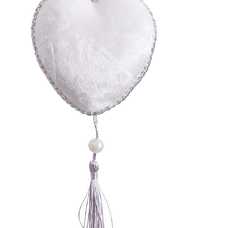 COLGANTE CORAZÓN TEJIDO BLANCO 6 X 6 X 20 CM