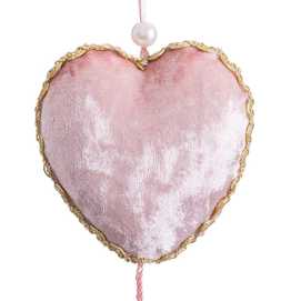 COLGANTE CORAZÓN TEJIDO ROSA 6 X 6 X 20 CM