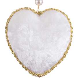 COLGANTE CORAZÓN TERCIOPELO BLANCO 5 X 5 X 9 CM