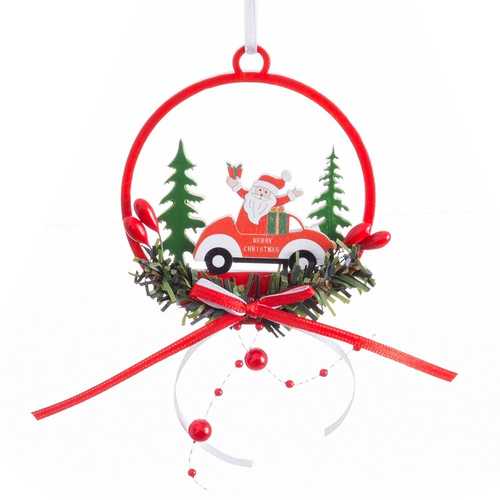 COLGANTE PAPA NOEL COCHE MADERA 9 CM