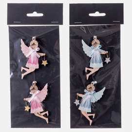 S/2 COLGANTE ÁNGEL MADERA 2/C 5 X 0,80 X 8 CM