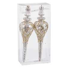 S/2 COLGANTE LÁGRIMA ORO 4 X 4 X 15 CM